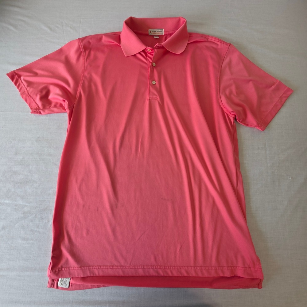 Peter Millar Polo Summer Comfort Performance Shirt Large Pink Halliburton Golf